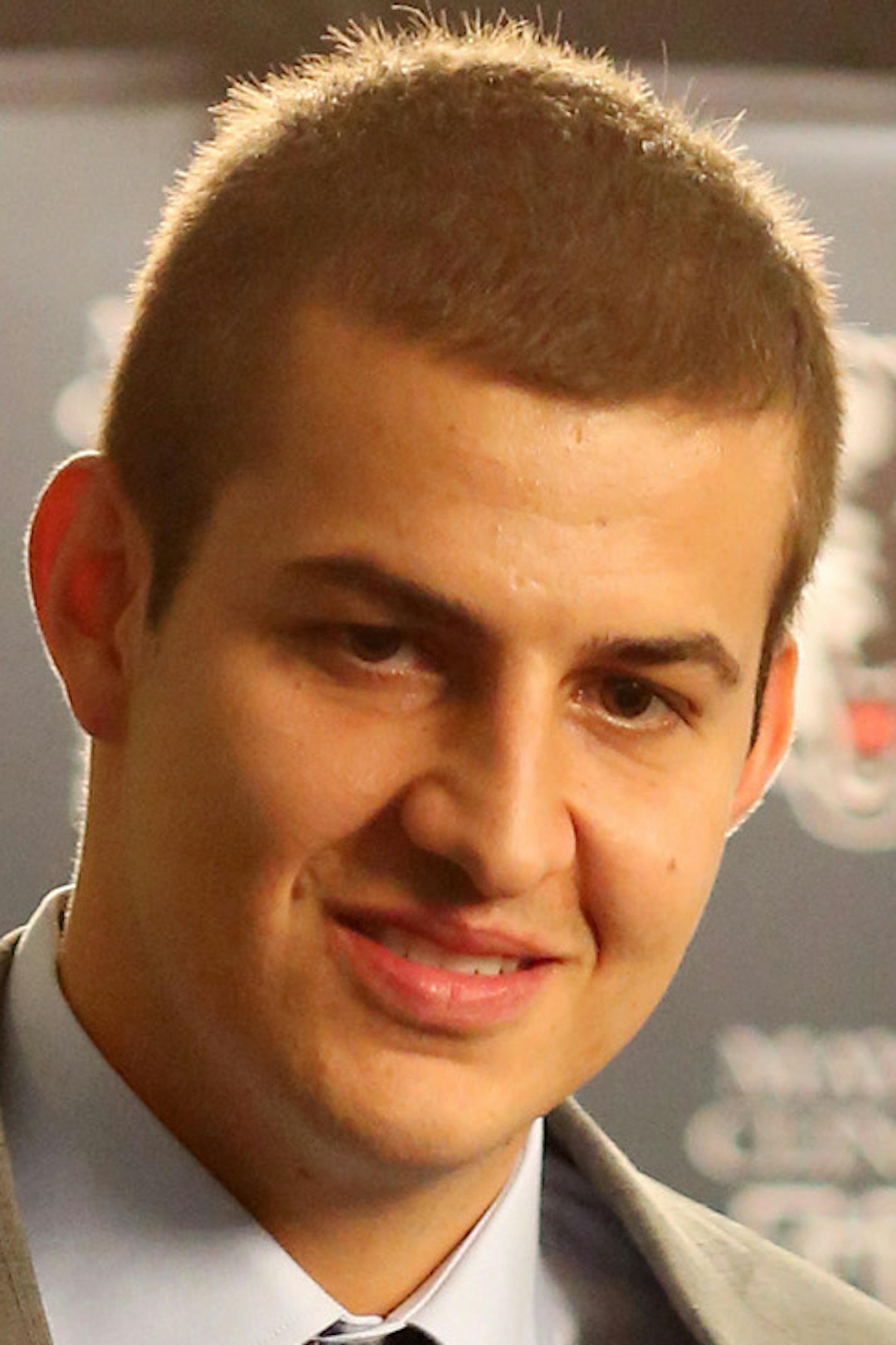 Nemanja Bjelica, Euro League MVP left posed with for a photo with Flip Saunders President of Basketball Operations of Minnesota Timberwolves Wednesday July 15 2015 in Minneapolis MN. ] Jerry Holt/ Jerry.Holt@Startribune.com