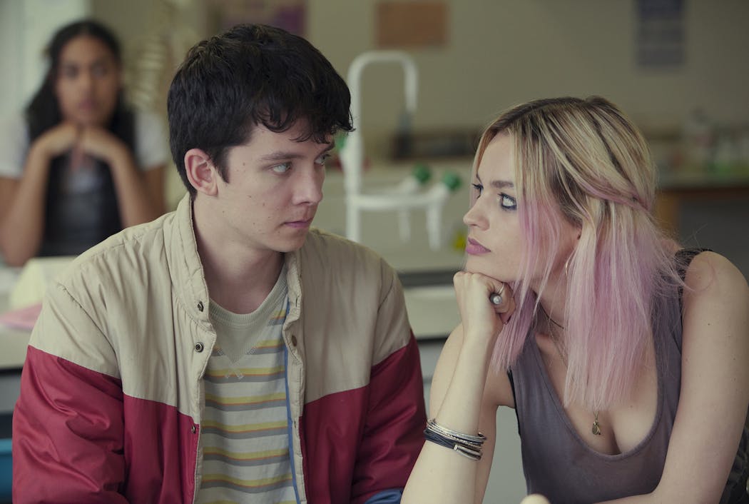 Asa Butterfield and Emma Mackey in 'Sex Education.'