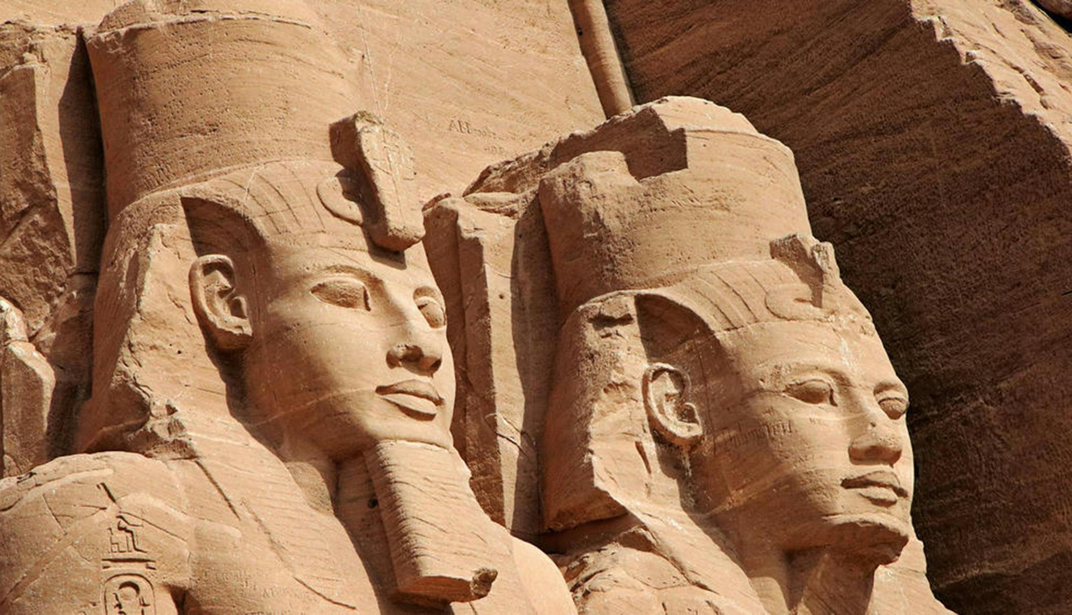 Carved images of the mighty pharaoh Ramses II adorn his Abu Simbel temple in Egypt. (Norma Meyer) ORG XMIT: 1231109