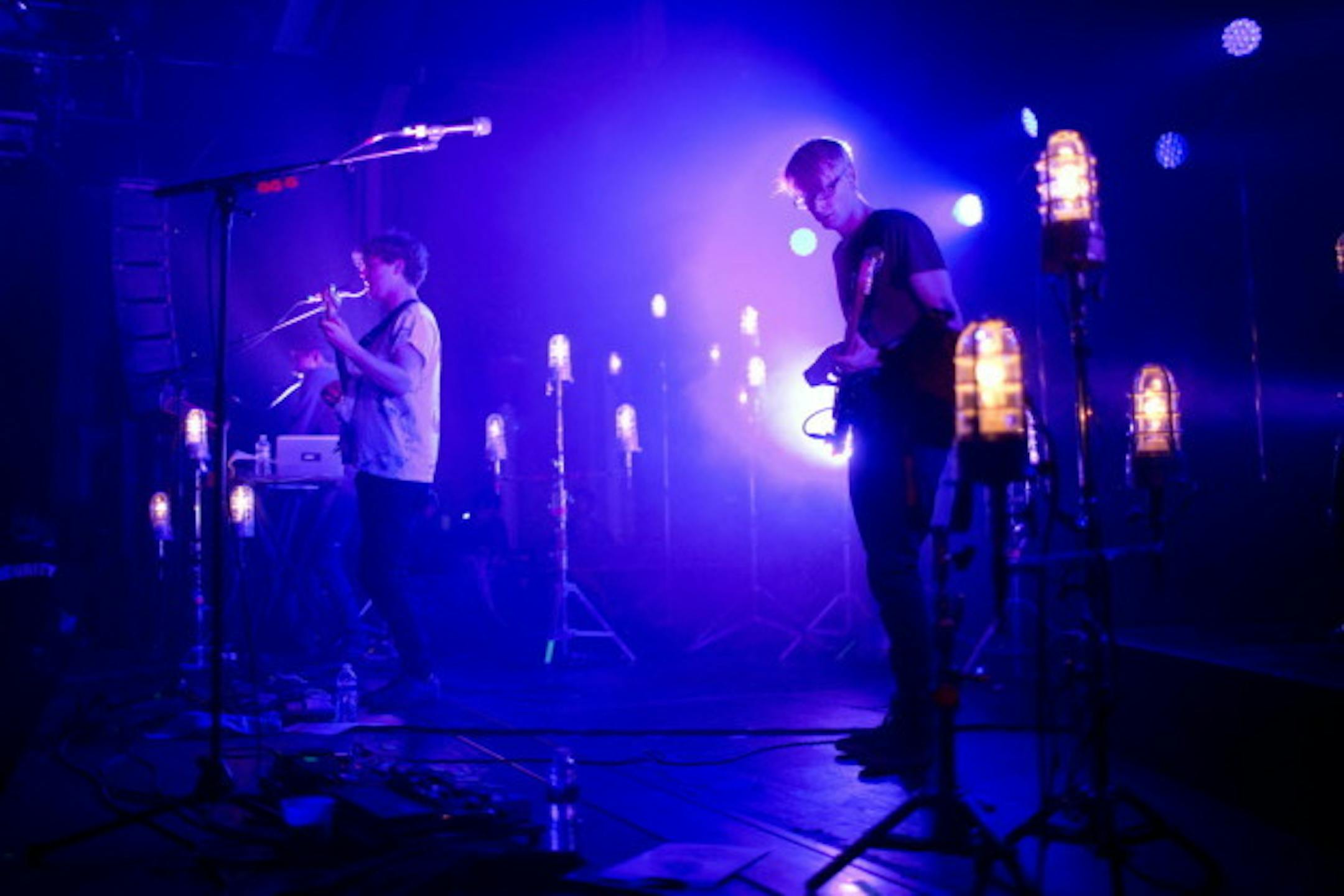 Alt-J employed ample utility lights but a scant repertoire Monday at the Varsity. / Jeff Wheeler, Star Tribune