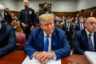 Former President Donald Trump sits in Manhattan Criminal Court during his ongoing hush money trial, Monday, May 20, 2024, in New York.