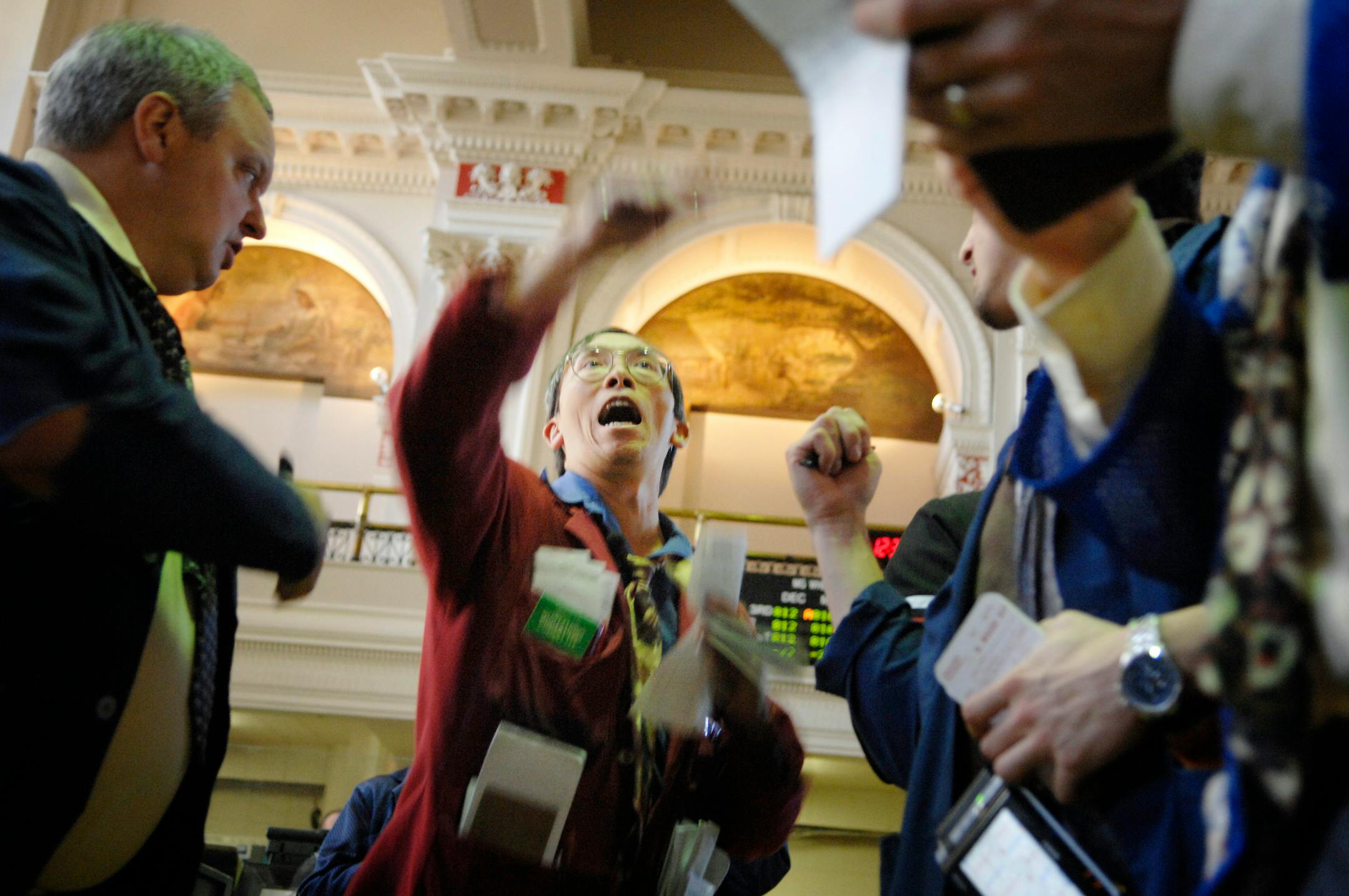 Trader Tim Lee executed an order for March wheat futures from the trading pit of the Minneapolis Grain Exchange last year.