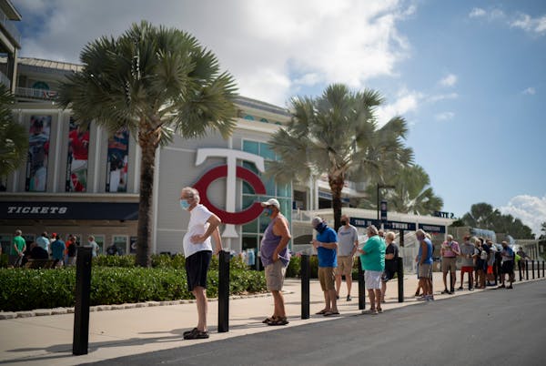 Baseball fans waited in line at the ticket office at Hammond Stadium to buy tickets to Spring Training games. Tickets for all 14 home games sold out i
