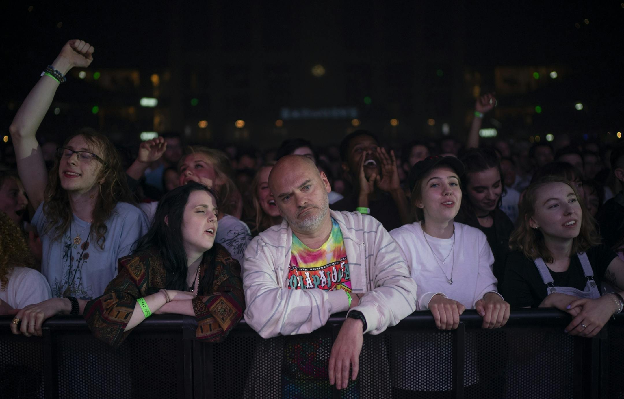 Fans at the front of the stage early in Vampire Weekend's Armory set Sunday night.