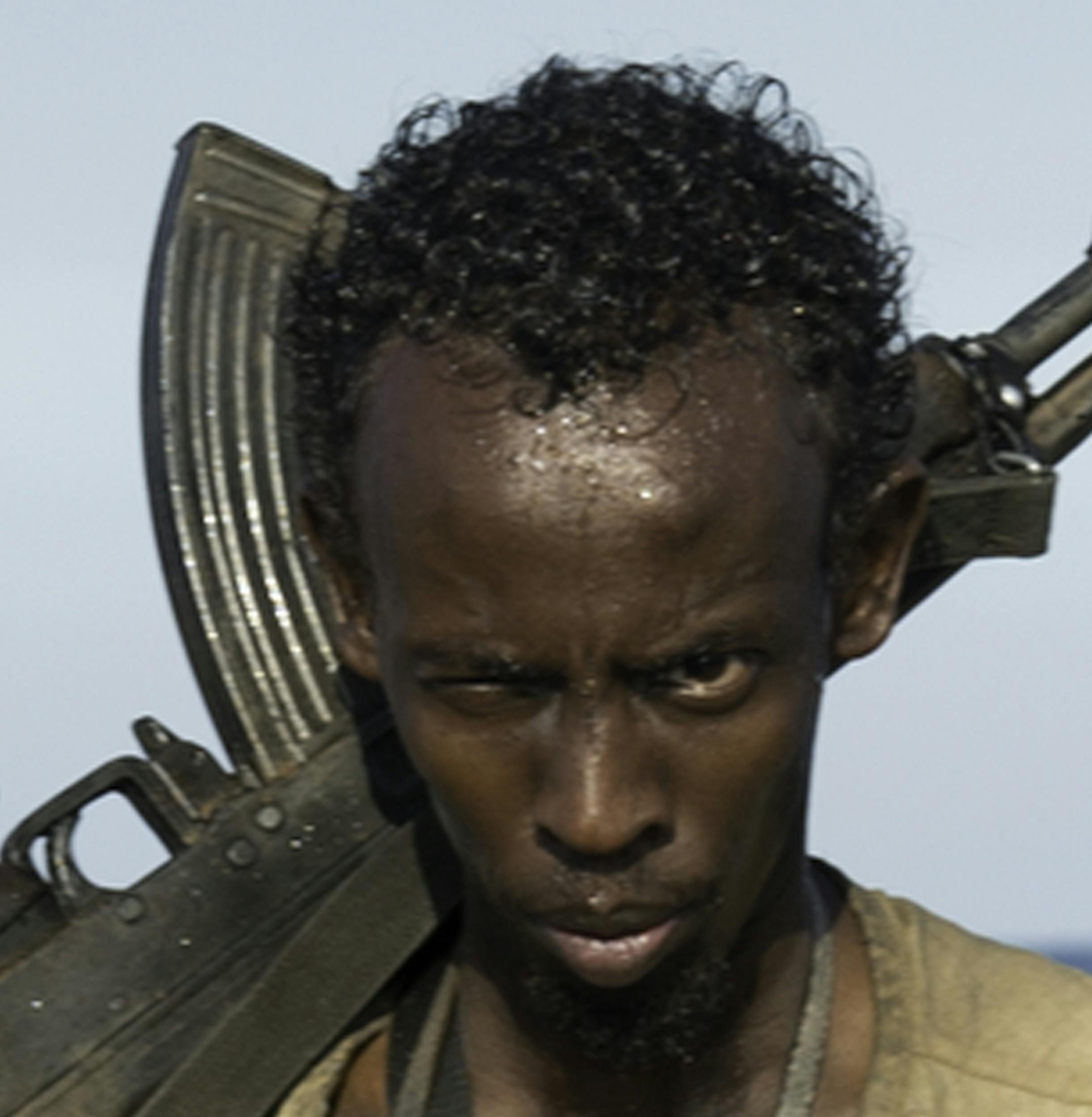This photo released by Sony - Columbia Pictures shows Barkhad Abdi in a scene from the film, "Captain Phillips.