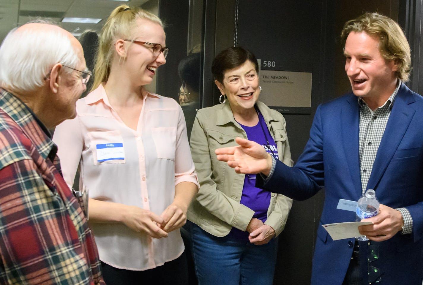 Dean Phillips' outreach director Clara Severson, left, accompanied him as he spoke to an Indivisible group in Edina. Dean Philips, talked with supporters after the meeting. Phillips is a DFL hopeful to challenge Rep. Erik Paulsen in the third district. ] GLEN STUBBE &#x2022; glen.stubbe@startribune.com Wednesday, October 25, 2017 Nearly a year after the presidential election, we check in on the wave of "resistance" that sprung up in the months that followed. Across the state, groups like Indivis