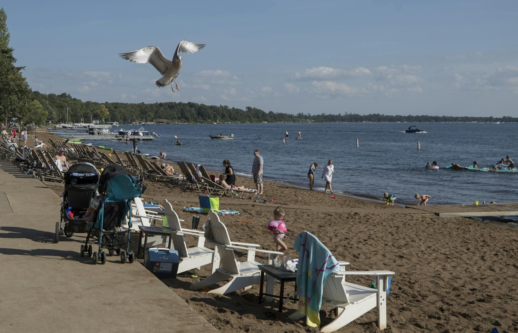 Gull Lake beach at Grand View Lodge.