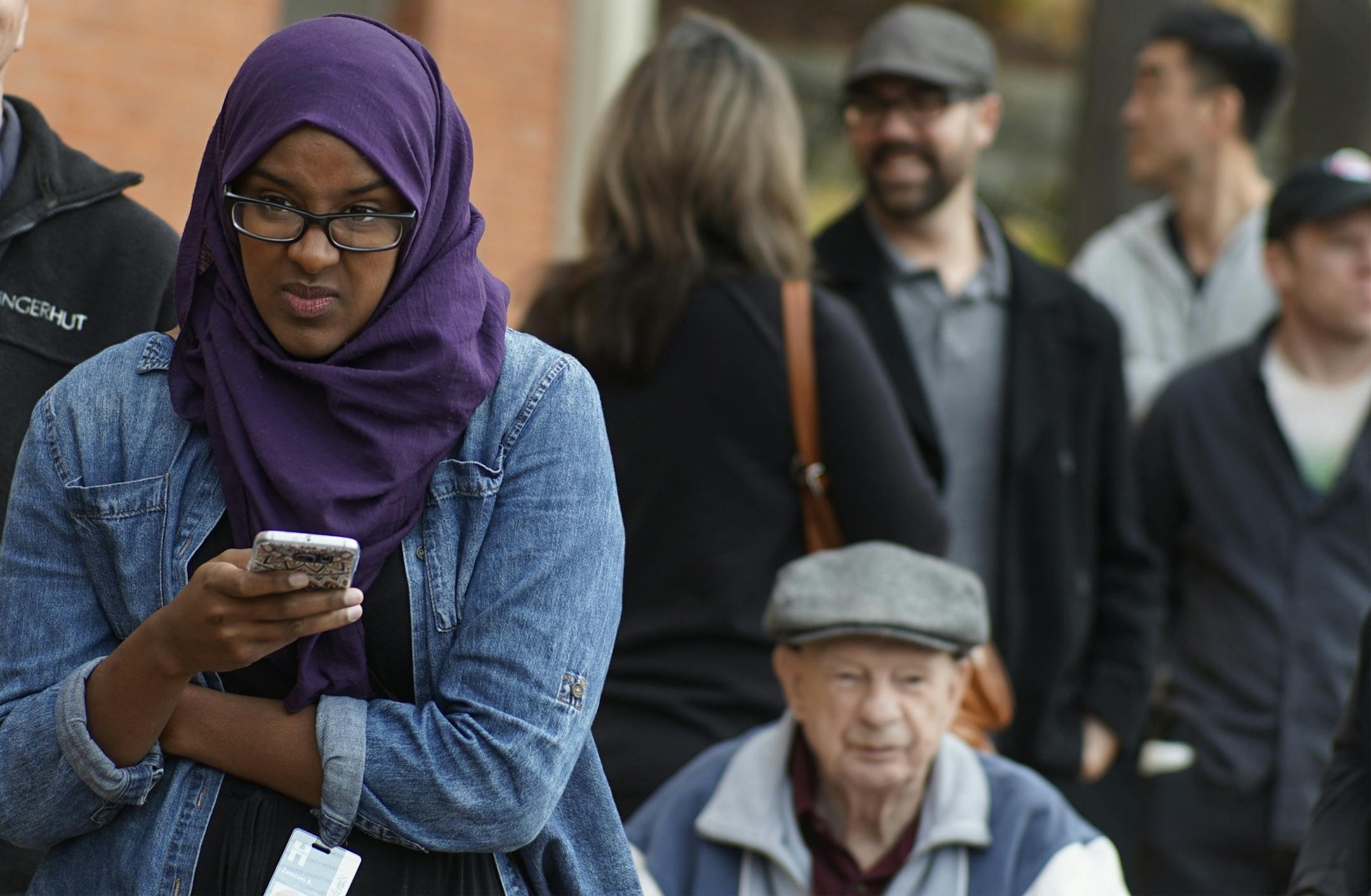 Zamzam Abdirahman,22, waited in line to vote. This is her second presidential election.