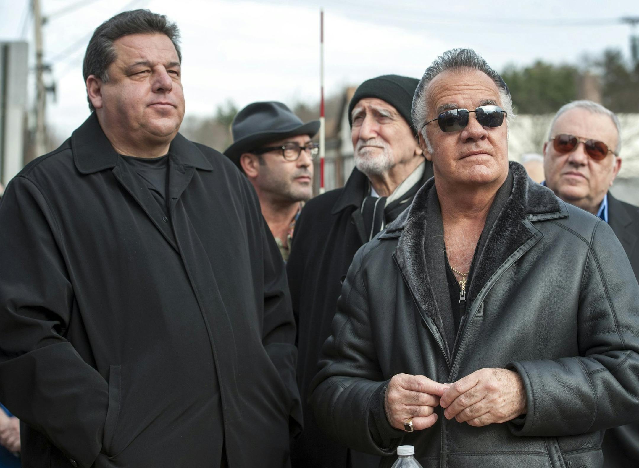 Family and former "Sopranos" cast members including Steve Schirripa, Dominic Chianese, Tony Sirico and Vincent Curatola, turn out in Park Ridge, N.J., Sunday, Dec. 1, 2013, for "James Gandolfini Day" and the unveiling of James Gandolfini Way. The intersection of Park Avenue and Kinderkamack Road was renamed in honor of the late actor who grew up in Park Ridge. (Amy Newman/The Record/MCT)