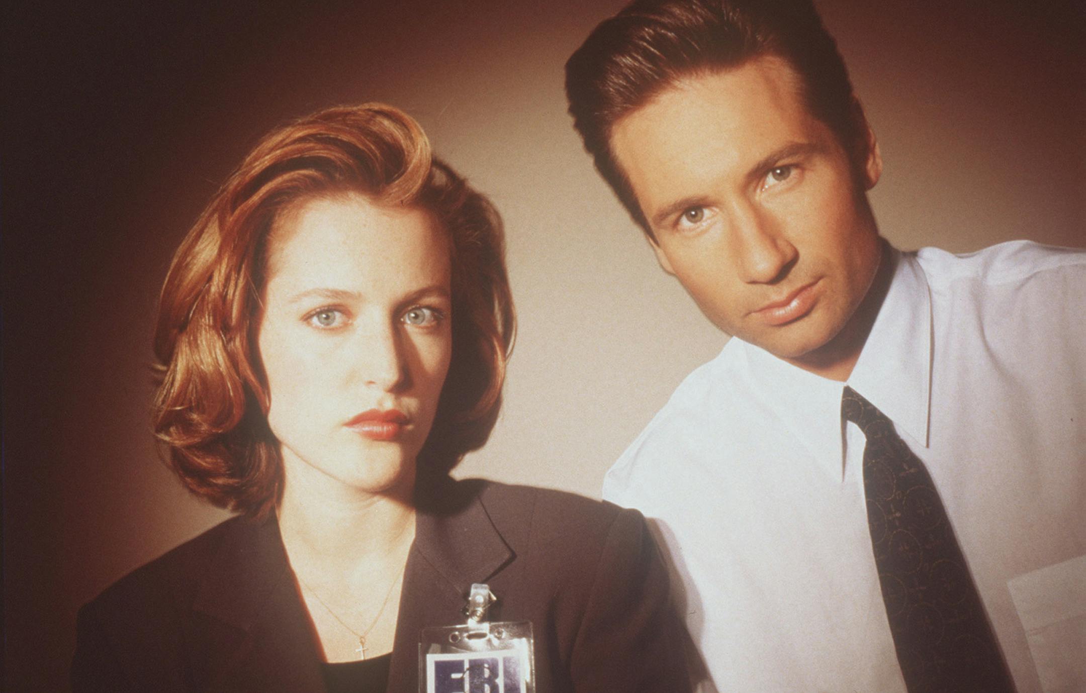 Gillian Anderson, left, and David Duchovny, right, from the television show "The X-Files."