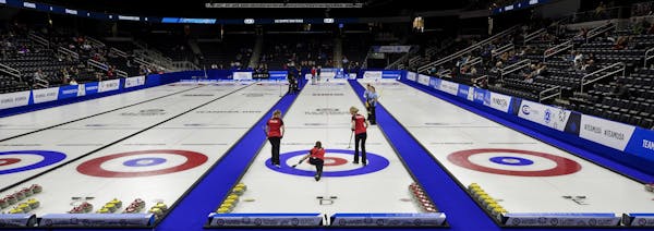 Monica Walker (St. Paul, Minn.) of Team Sinclair delivered the rock during Friday action at the U.S. Olympic curling team trials.