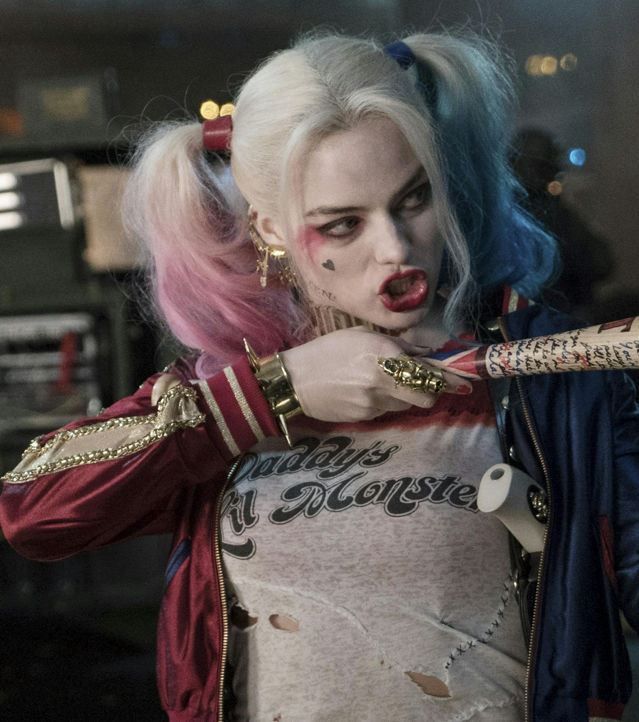 -- PHOTO MOVED IN ADVANCE AND NOT FOR USE - ONLINE OR IN PRINT - BEFORE AUG. 7, 2016. -- In an undated handout photo, Margot Robbie as Harley Quinn in the film "Suicide Squad." This year, the Harley Quinn character headlines three books, including a self-titled monthly comic, two six-issue mini-series and the new Warner Bros. film "Suicide Squad." (Clay Enos/Warner Bros. and DC Comics via The New York Times) -- NO SALES; FOR EDITORIAL USE ONLY WITH HARLEY QUINN ADV07 BY ROBERT ITO FOR AUG. 7, 20