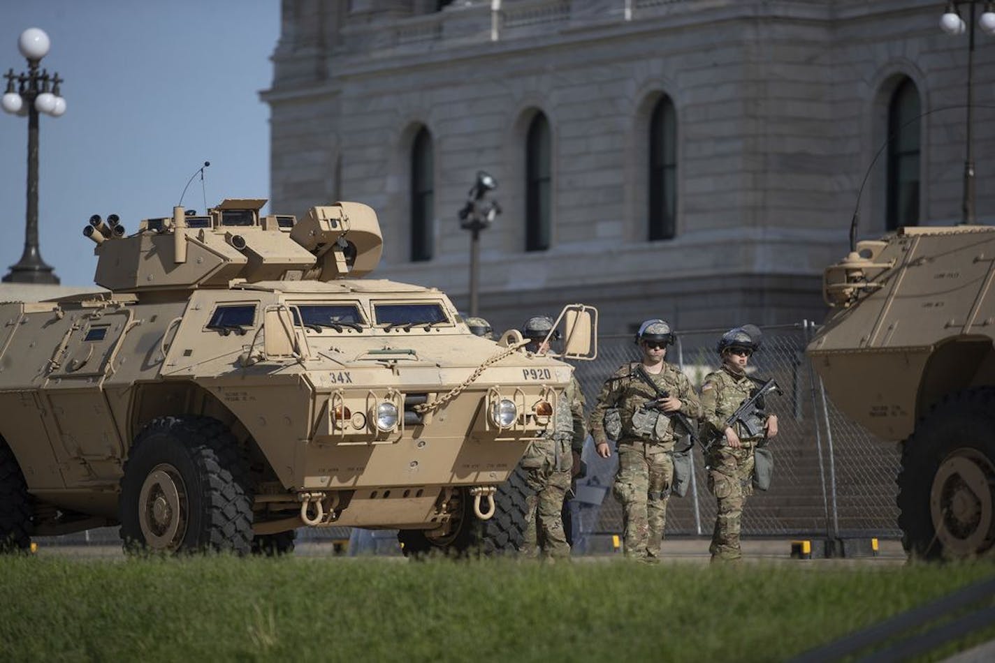 The Minnesota National Guard prepared for a noon protest today at the State Capitol.