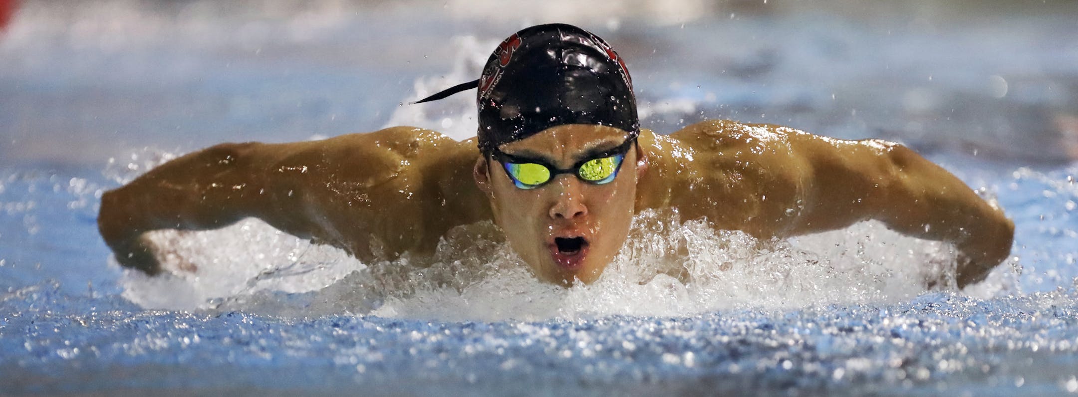 Andrew Trepanier of Lakeville North practiced his butterfly during a recent workout at the Kenwood Trail Middle School. His specialty is the 50-yard freestyle.