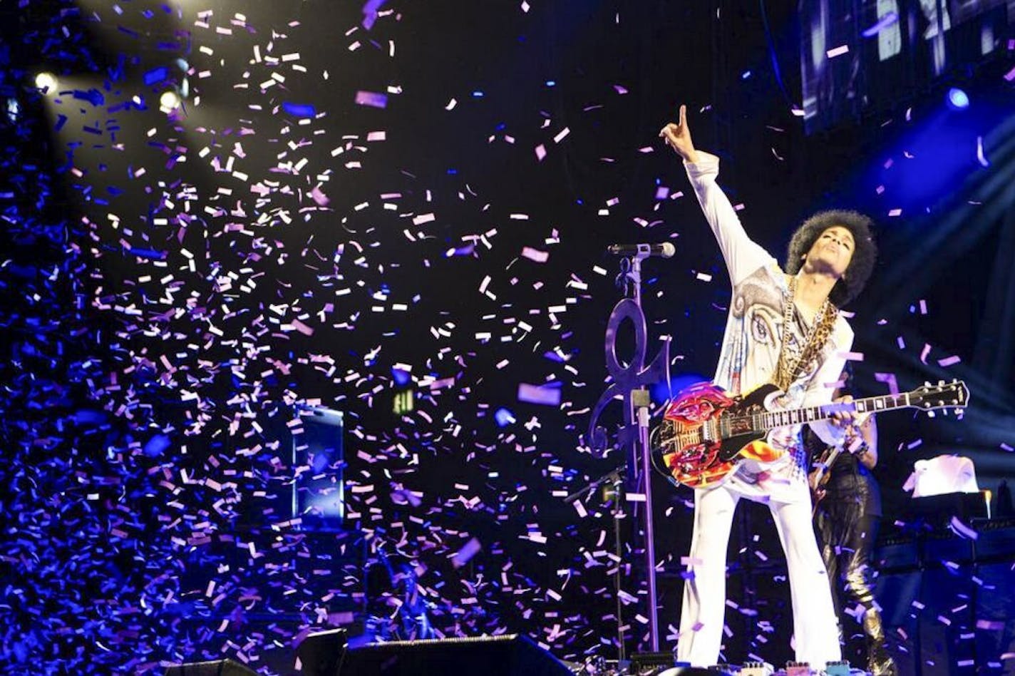 In an undated handout photo, Prince performs in Birmingham, England.