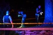 The Minneapolis Police Crime Lab Unit investigated the scene of a shooting in north Minneapolis in August 2020 in which multiple people were reported 