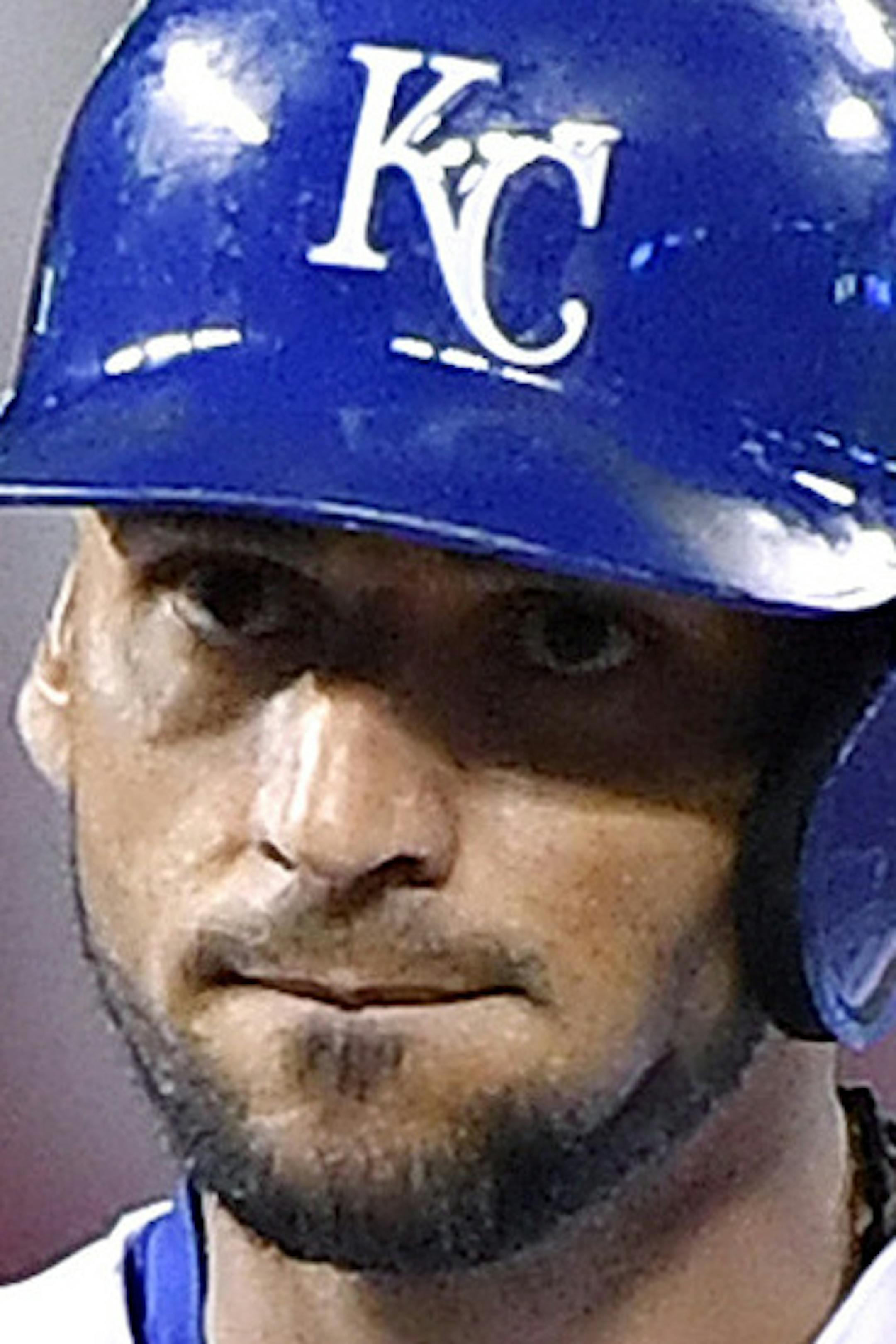 The Kansas City Royals' Paulo Orlando, right, celebrates his eighth-inning double, in front of Chicago White Sox shortstop Tyler Saladino, on Wednesday, Aug. 10, 2016, at Kauffman Stadium in Kansas City, Mo. (John Sleezer/Kansas City Star/TNS)