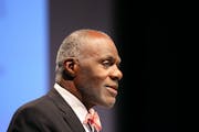 Justice Alan Page spoke to scholarship recipients during the Page Foundation awards ceremony at the University of Minnesota Thursday, June 25, 2015 in