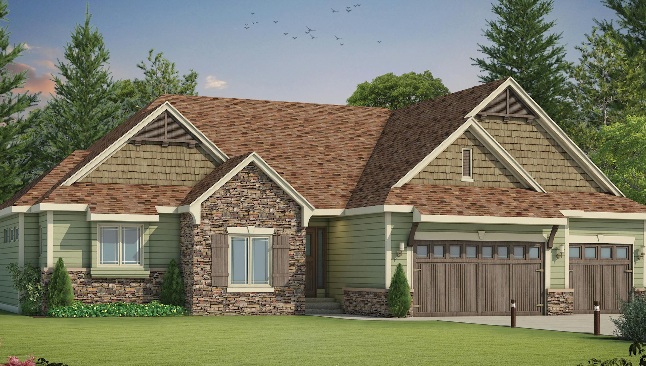 PLAN043017: Pet-friendly ranch features many customizations.