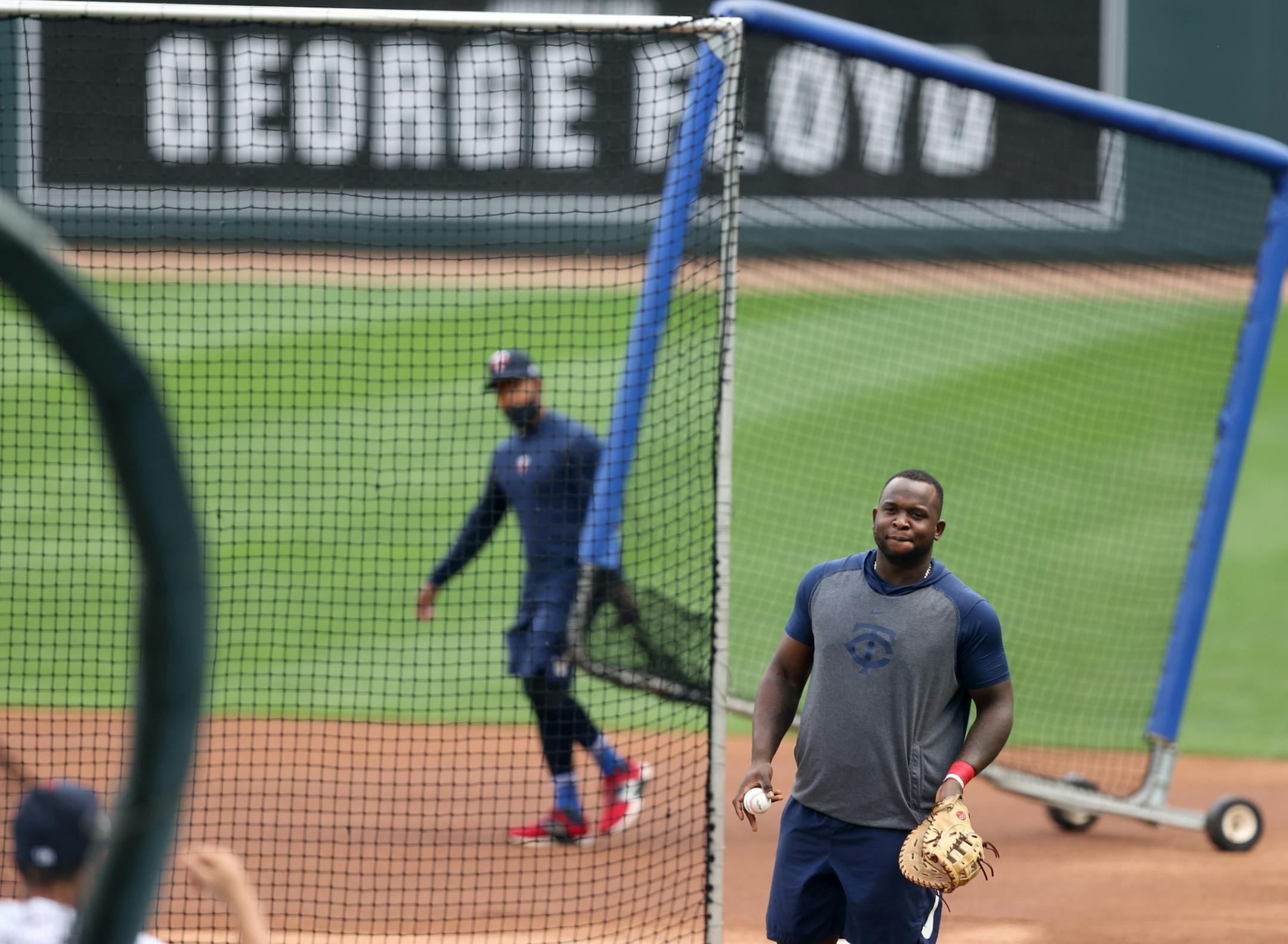 Minnesota Twins first baseman Miguel Sano (22) during practice .