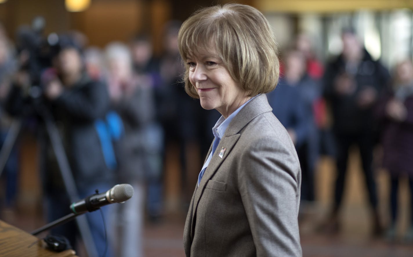 U.S. Senator Tina Smith spoke at a pro-DACA news conference at 11 a.m. Sunday at the Hennepin County Government Center Sunday January 7, 2018 in Minneapolis, MN.] JERRY HOLT &#x2022; jerry.holt@startribune.com