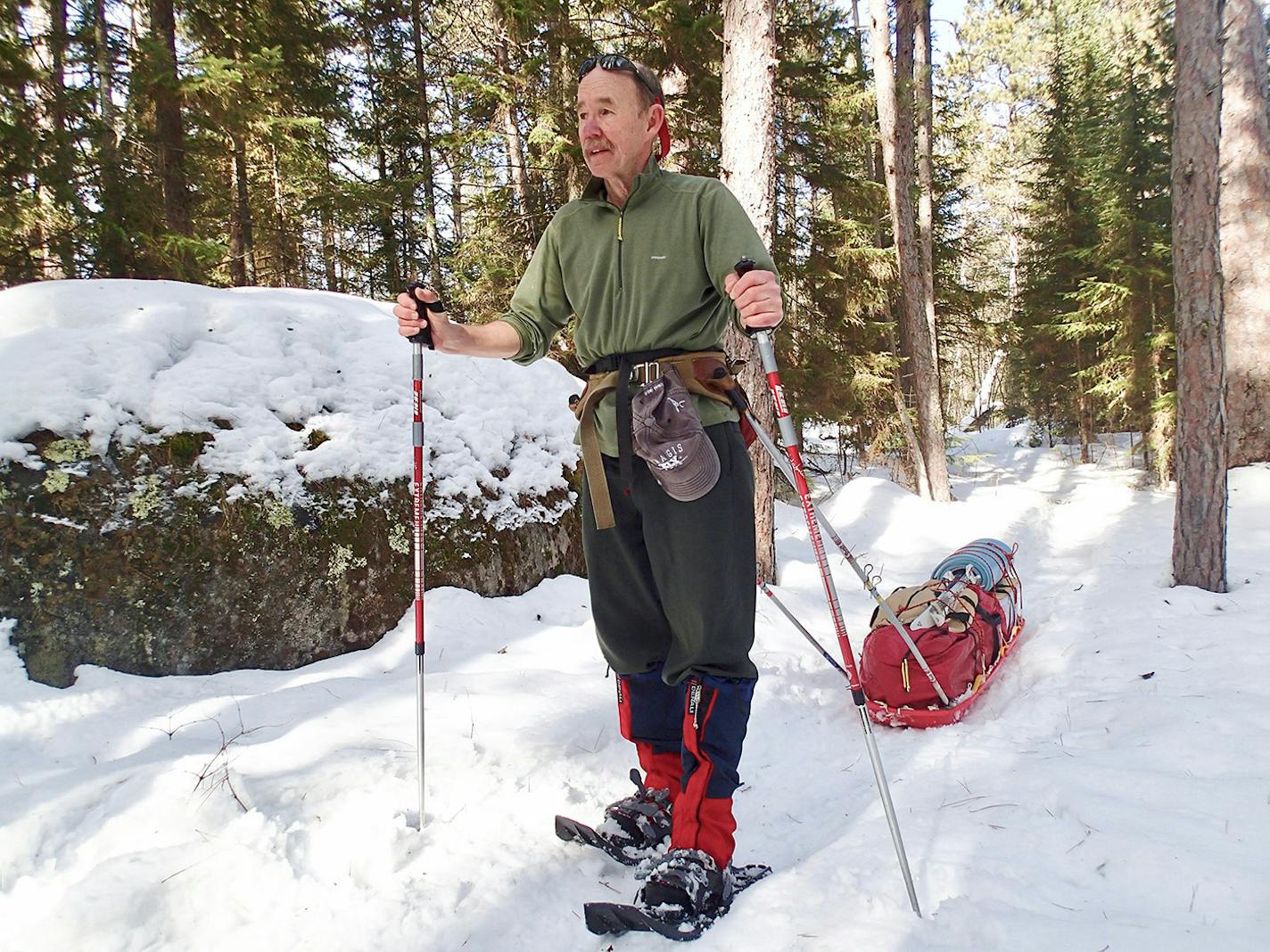 Dave Garron pulled a sled across a portage in the Boundary Waters Canoe Area Wilderness.