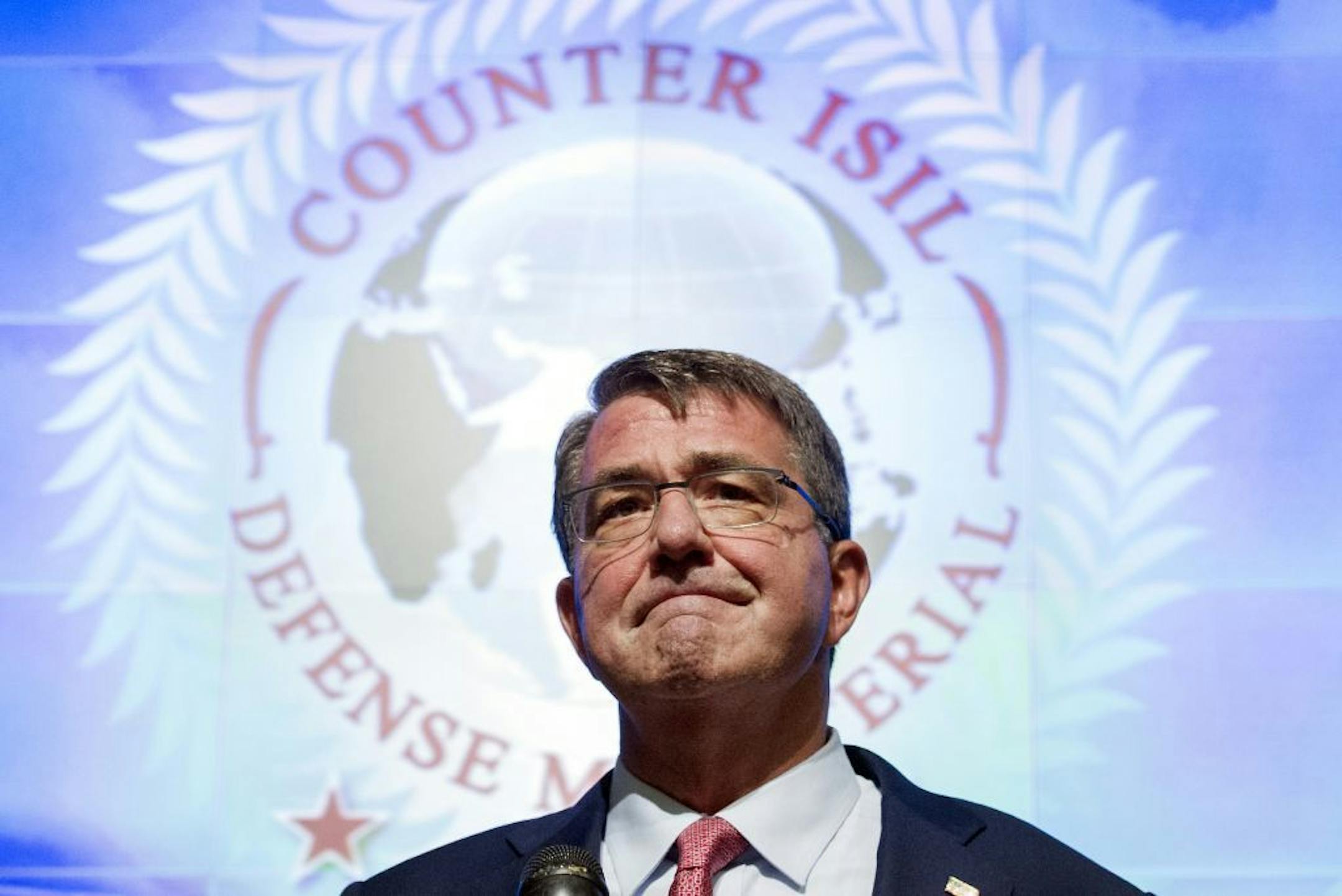 Defense Secretary Ash Carter speaks at a news conference at the close of the Global Coalition to Counter ISIL Meeting at Andrews Air Force Base, Md., Wednesday, July 20, 2016. Defense and foreign ministers from more than 30 nations are gathering to plan the next steps in the fight against the Islamic State group and to determine what more they can do as the fights for key cities in Iraq and Syria move forward.