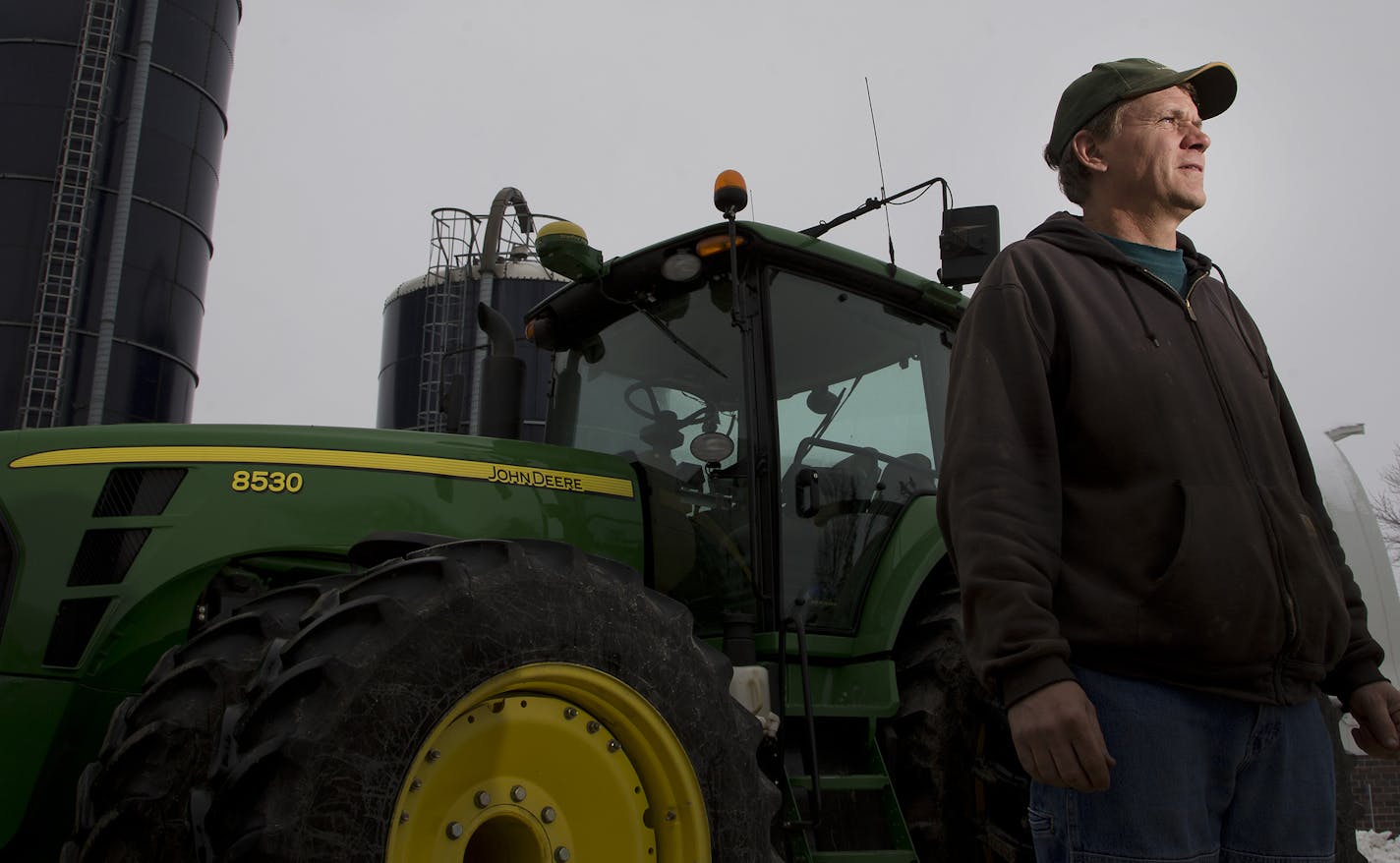 Farmer Bruce Peterson photographed at his farm just outside of Northfield, Minn. on Thursday. ] CARLOS GONZALEZ cgonzalez@startribune.com April 11, 2013, Northfield, Minn. Minnesota farm income is up 50 percent over a year ago, anchored in Minnesota crop farmers dodging the drought with high production at a time of high prices, according to U of M/MNSCU annual report released Thursday. Bruce Peterson is the farmer.