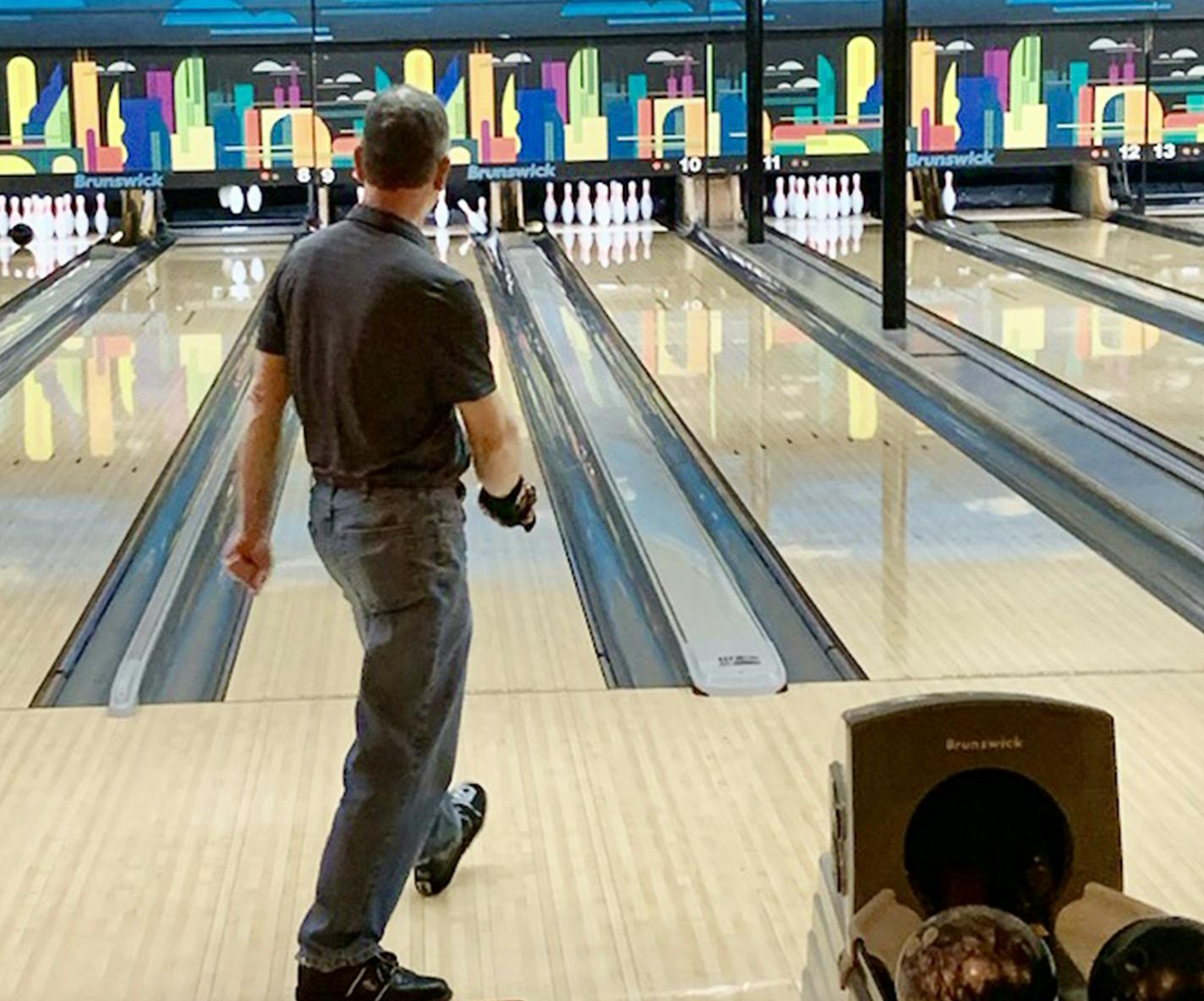 Bowler Tim Murray watched his roll Monday night at Elsie's in Minneapolis.