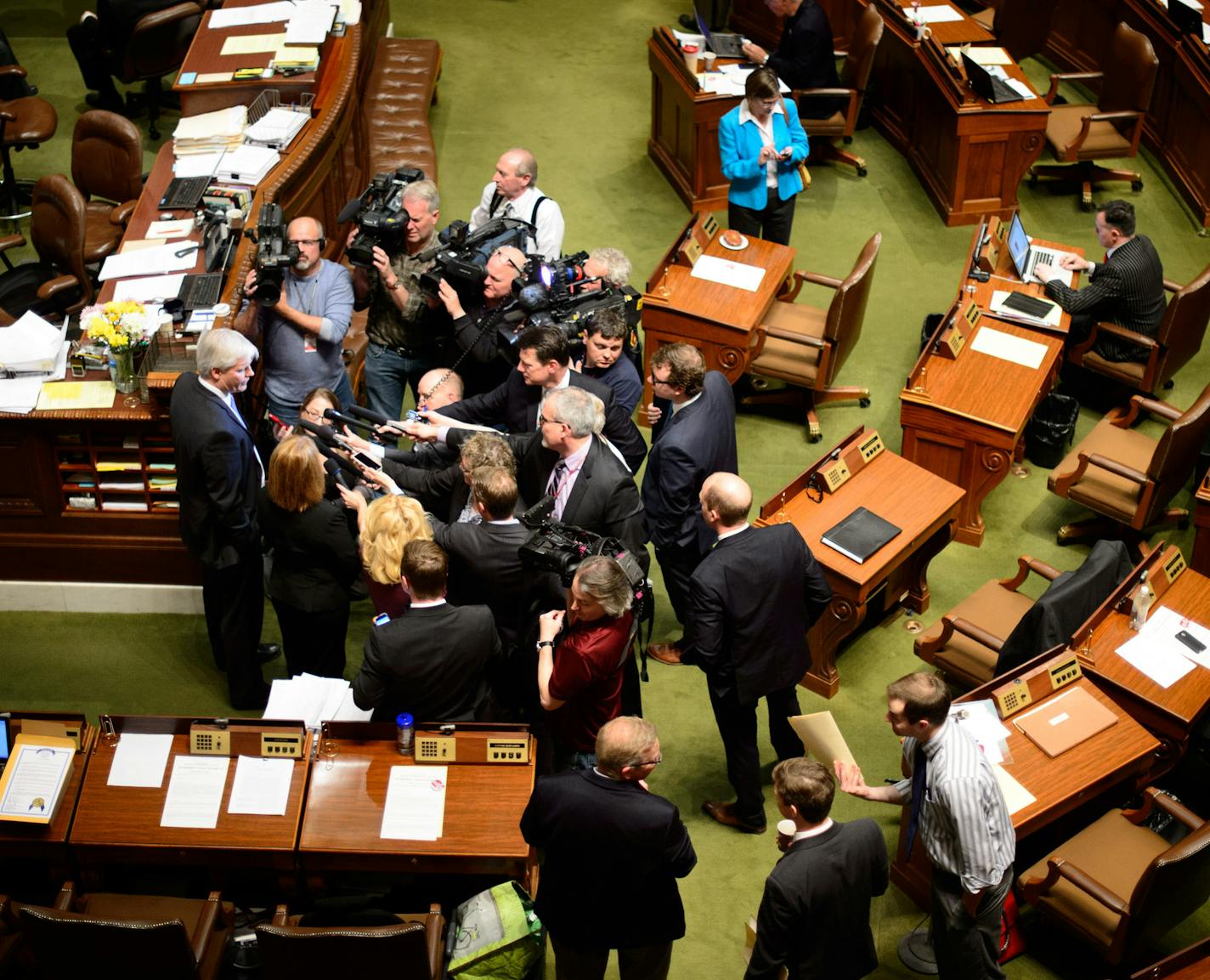 House leaders Paul Thissen and Erin Murphy spoke to the press on the House floor about Friday's upcoming bills. ] Friday, May 16, 2014 GLEN STUBBE * gstubbe@startribune.com