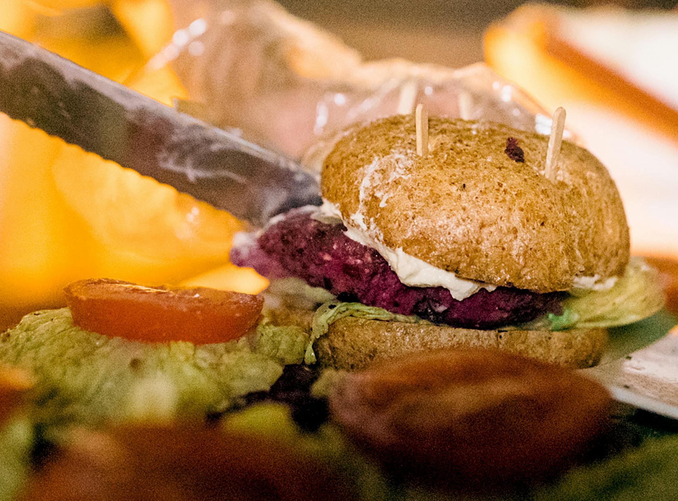 In a photo provided by Erik Lieux, the burger battle at Seed Food and Wine Festival, an all-vegan food festival held annually, in Miami, Fla. Whether it’s for religious, health, environmental, or personal reasons, vegetarian and vegan travel, dining, and shopping options are on the rise. (Erik Lieux via The New York Times) -- NO SALES; FOR EDITORIAL USE ONLY WITH NYT STORY VEGAN OPTIONS BY NORA WALSH FOR NOV. 18, 2018. ALL OTHER USE PROHIBITED. --