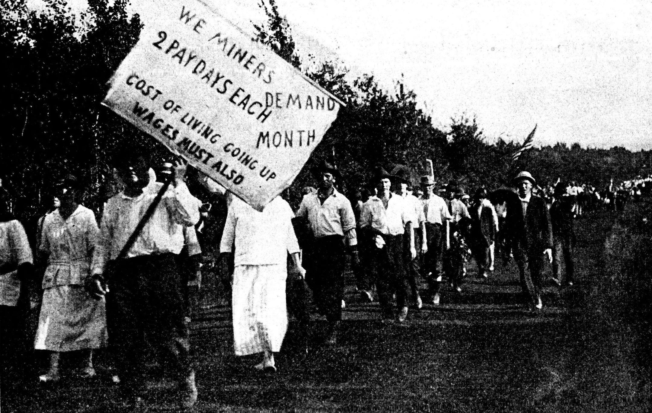 September 17, 1977 Iron range strikers March in 1916. Photo from ' The Survey,' Aug. 26, 1916. It was the biggest walkout in the history of the Mesabi Iron Range - and one of the biggest ever in Minnesota. September 8, 1977 November 23, 1980 Minnesota Historical Society