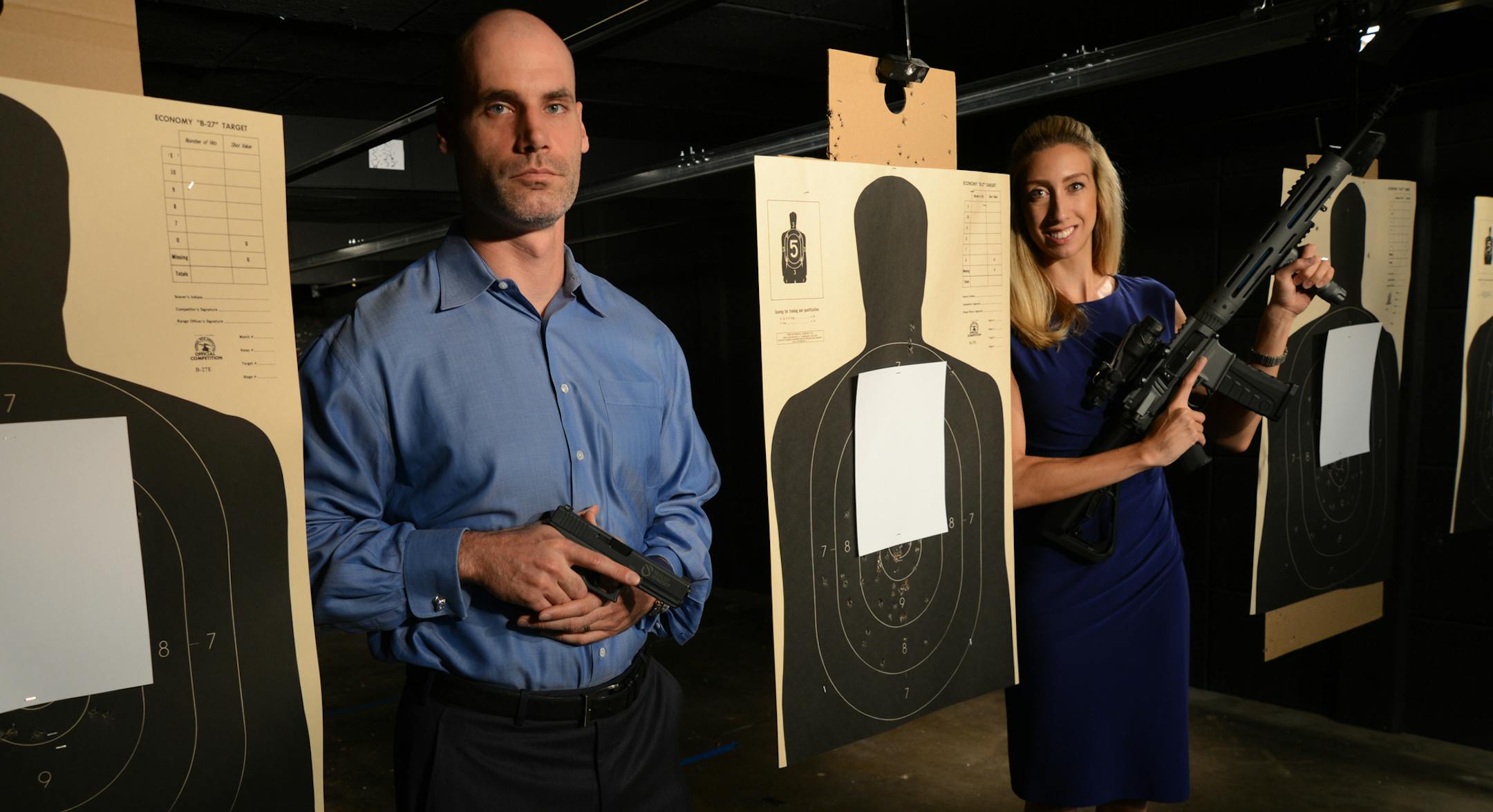 Sealed Mindset&#x2019;s Firearms Studio president and CEO, Larry Yatch and his wife Anne Yatch, director of operations, stand together on one of the firing ranges where they teach shooting techniques. ] Richard.Sennott@startribune.com Richard Sennott/Star Tribune St New Hope Minnesota Wednesday 8/21/13) ** (cq)