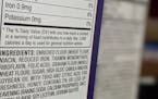 The ingredient list on a package of food, on Wednesday, Jan. 25, 2023.