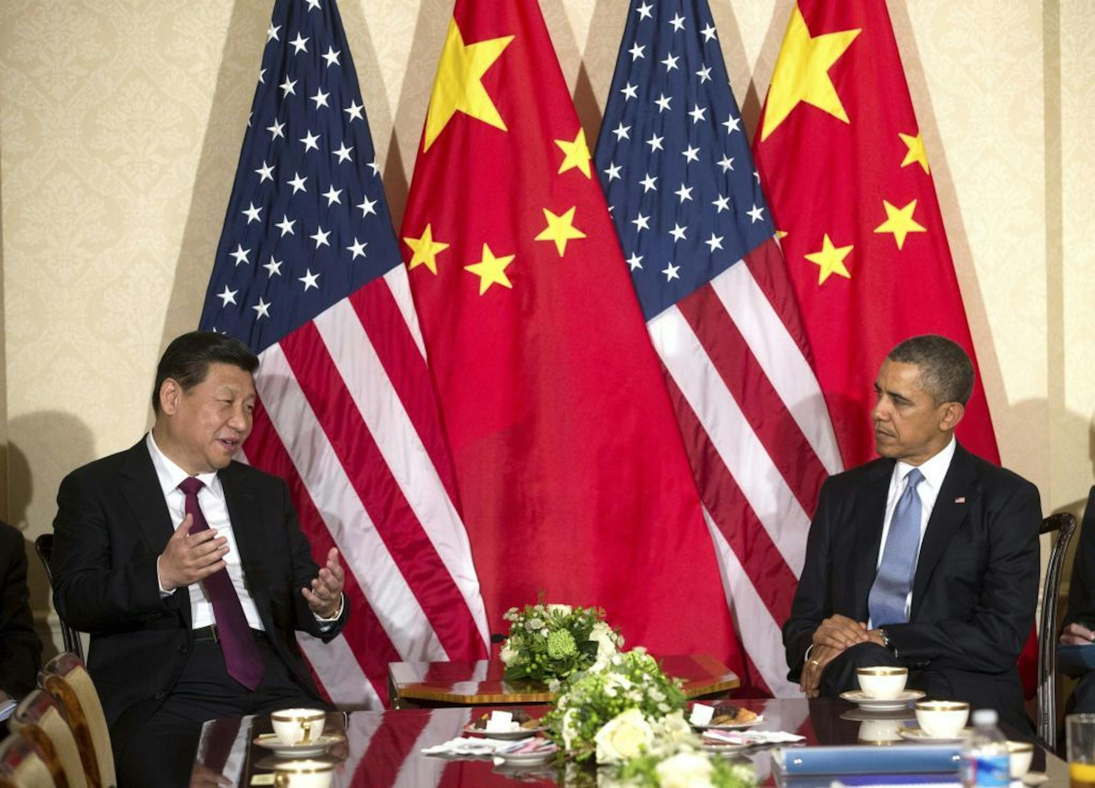 President Barack Obama during a bilateral meeting with Chinese President Xi Jinping at The Hague, Netherlands, March 24, 2014. Obama and international allies prepared to meet Monday in an effort to a develop a strong, united response despite their diverging interests in dealing with the Crimea invasion and the Kremlin.