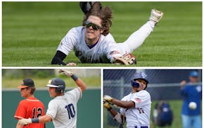 Clockwise from top: Jake Quinn of Cretin-Derham Hall, Paul Jones II of Cretin-Derham Hall and Josh Donna (10) of Mahtomedi.