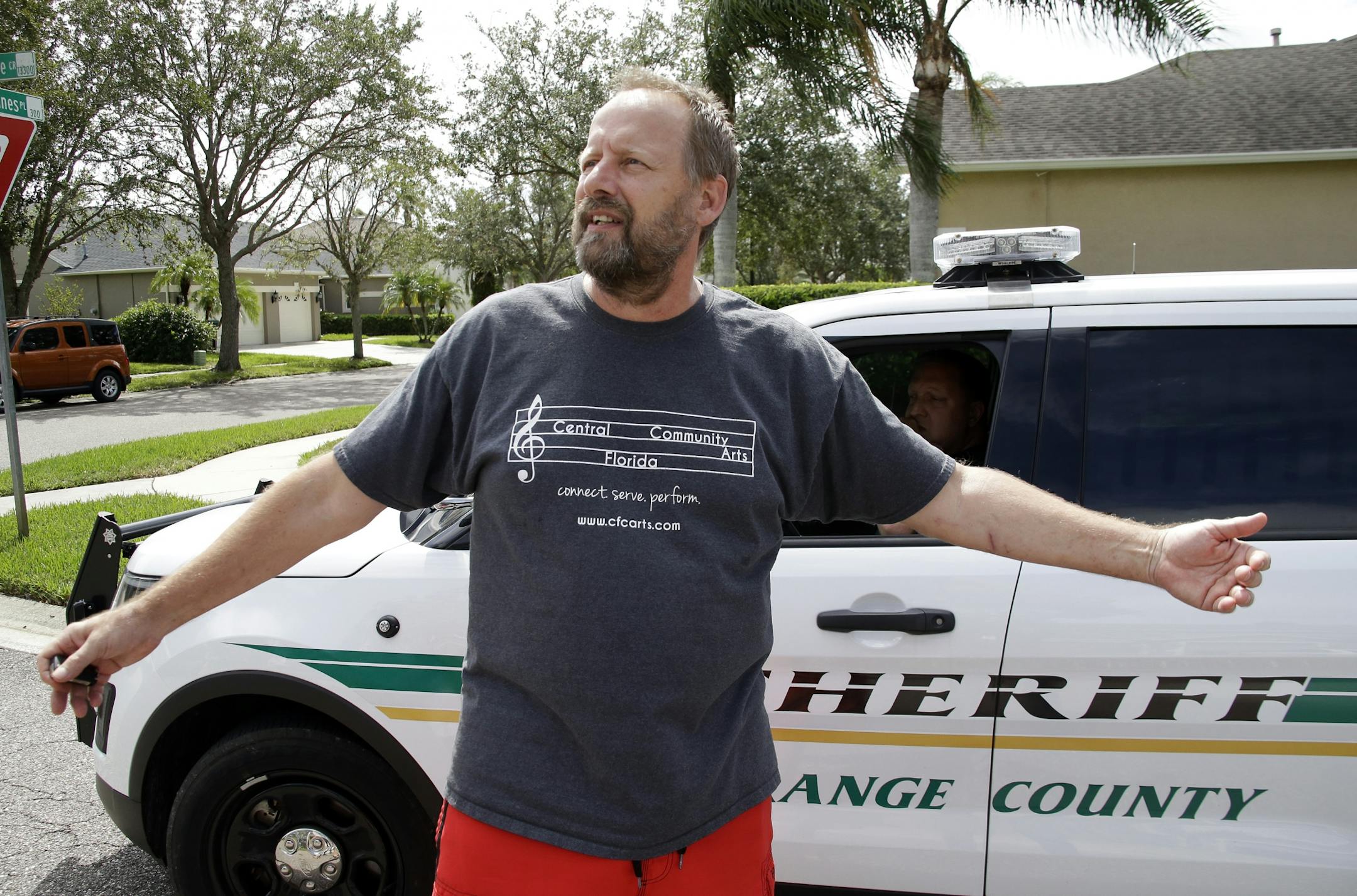 Eric Paddock, brother of Las Vegas gunman Stephen Paddock, speaks to members of the media near his home, Monday, Oct. 2, 2017, in Orlando, Fla. Paddock told the Orlando Sentinel: "We are completely dumbfounded. We can't understand what happened."