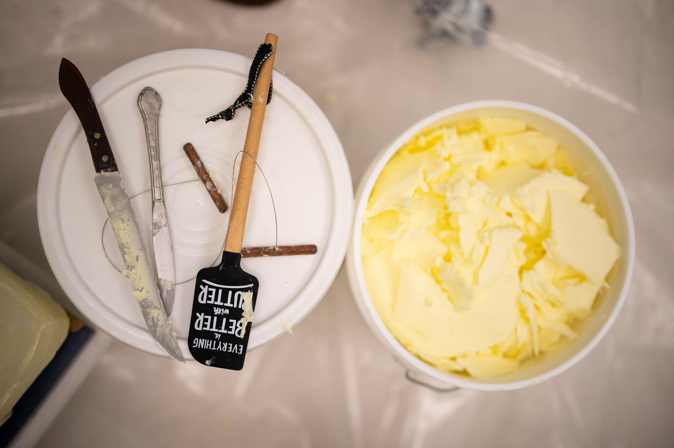 Tools of the trade were at hand as Gerry Kulzer worked on sculpting the likeness of Rachel Rynda, the 69th Princess Kay of the Milky Way Thursday afternoon in the Dairy Building.