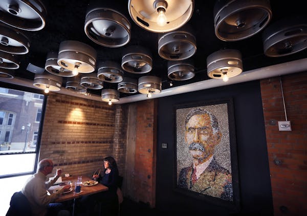 The Volstead lounge is a special corner of the restaurant, complete with bottle cap portrait of US Representative Andrew Volsdead (Authored the Prohib