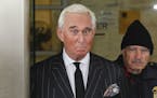 FILE - In this Feb. 1, 2019 file photo, former campaign adviser for President Donald Trump, Roger Stone, leaves federal court in Washington.