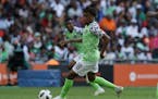 Nigeria's Alex Iwobi during a soccer match between England and Nigeria at Wembley stadium in London, Saturday, June 2, 2018.