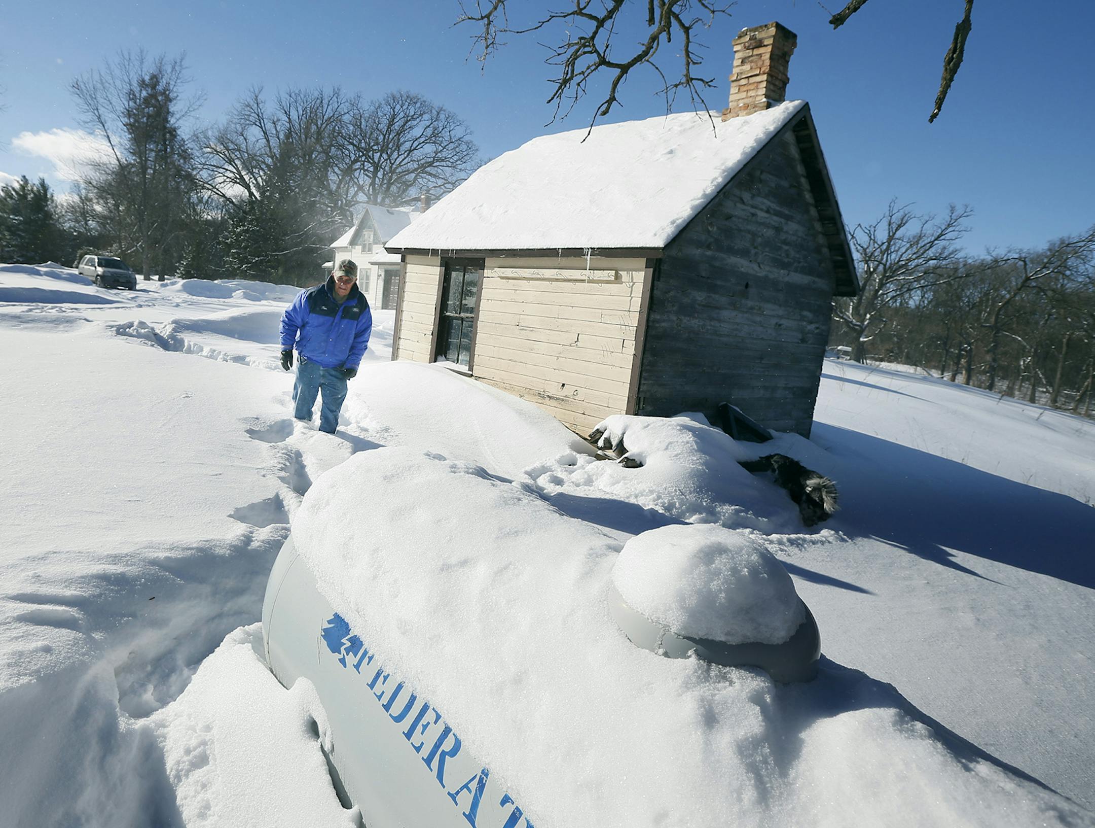Ron Selleck said his propane tank was last filled in mid December. It is now empty and his house is being heated with electric heaters Sunday Jan. 26, 2014 in North Branch, Minn. Selleck is hoping to get his tank refilled on Monday. Rising propane prices are worrying many rural Minnesota residents who count on the fuel to heat their homes amid a bitterly cold winter.(AP Photo/The Star Tribune, Jerry Holt) MANDATORY CREDIT; ST. PAUL PIONEER PRESS OUT; MAGS OUT; TWIN CITIES TV OUT ORG XMIT: MIN201