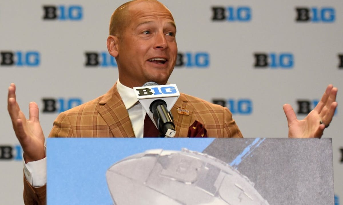P.J. Fleck spoke to media who cover the Big Ten on Tuesday in Chicago.
