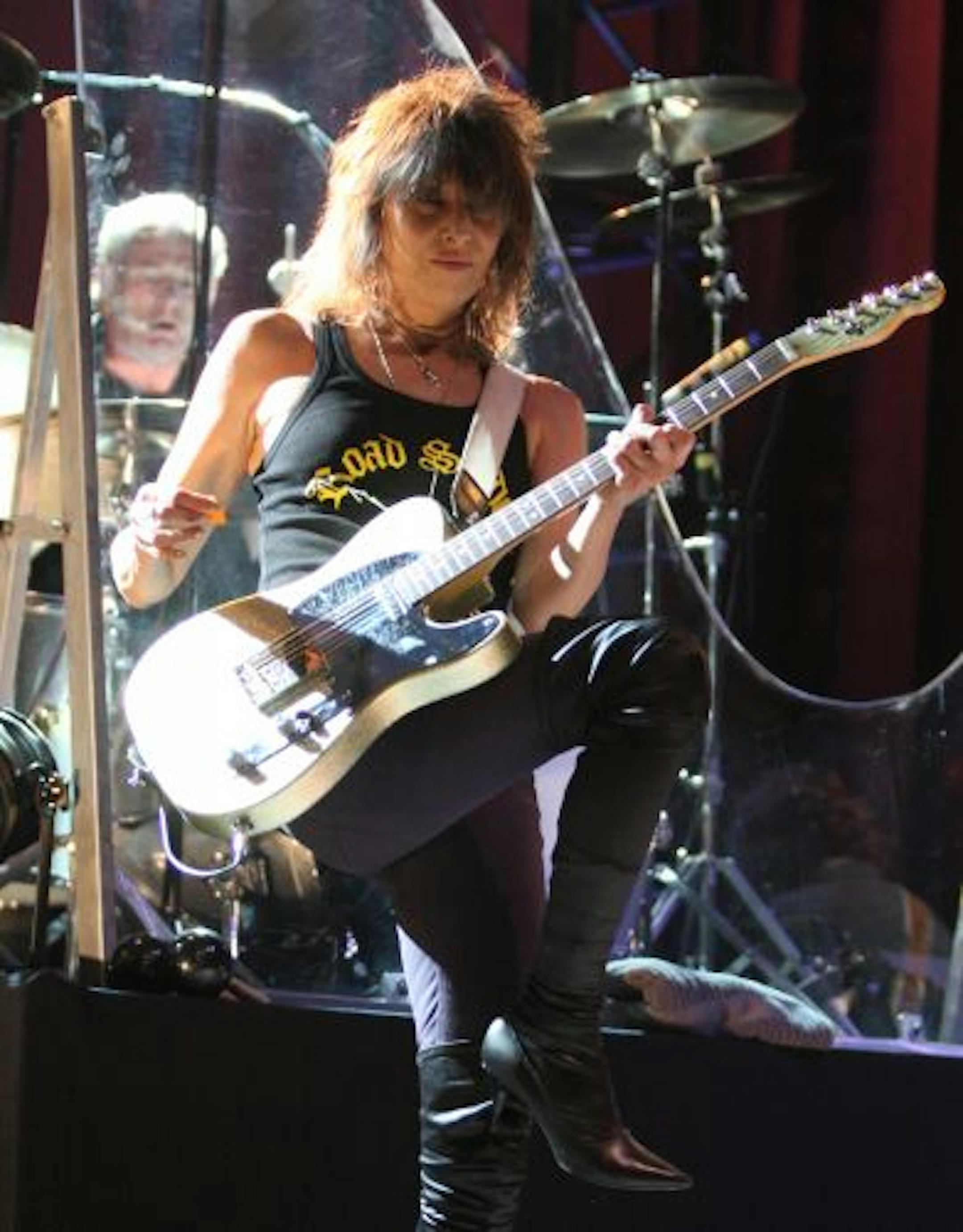Musician Chrissie Hynde of The Pretenders performs at the Central Park SummerStage on August 10, 2009 in New York City.
