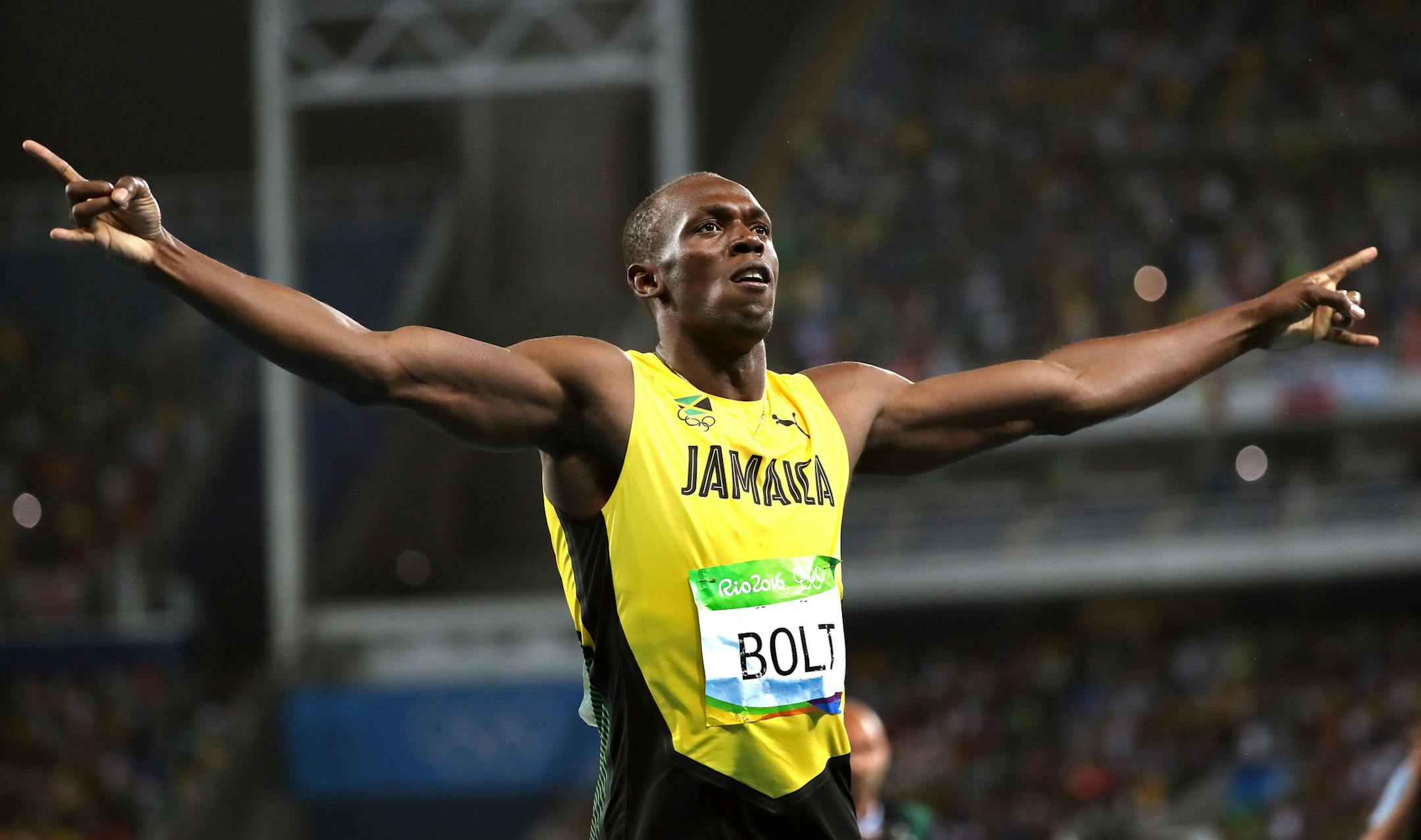 Men's 200 meter final. France's Christophe Lemaitre, Jamaica's Usain Bolt, USA's Lashawn Merritt & Canada's Andre de Grasse. ] 2016 Summer Olympic Games - Rio Brazil brian.peterson@startribune.com Rio de Janeiro, Brazil - 08/18/2016