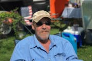 Ed Mosiman hangs out at the State Fair campground.