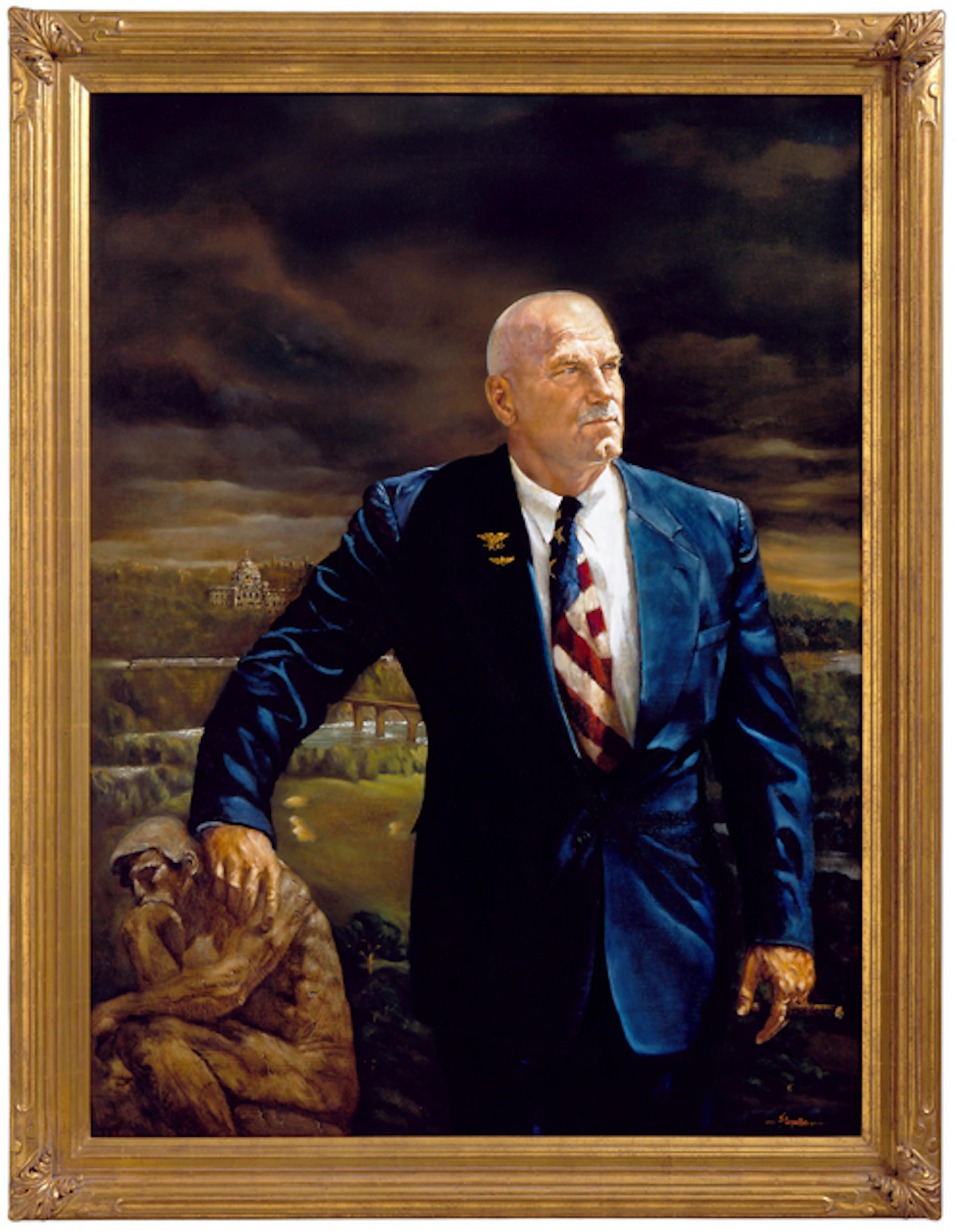 Jesse Ventura enlisted his former wrestling partner, Californian Stephen Cepello, to do his State Capitol portrait.