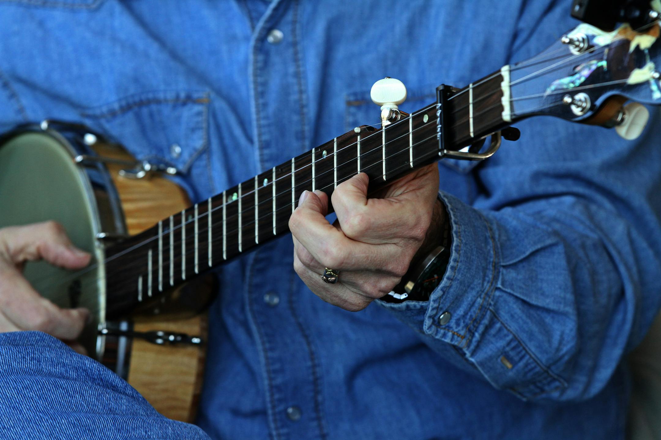 (left to right) Craig Evans played the banjo with other band members Saturday morning, 4/27/13, at Black Bear Crossings on the Lake at the Como Park Pavillion.] Bruce Bisping/Star Tribune Craig Evans/source.