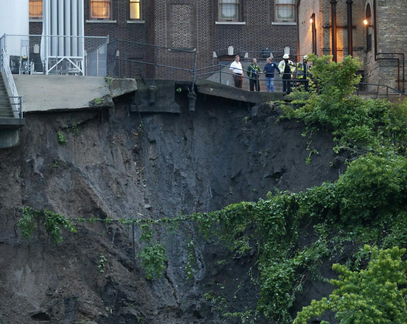 June 19, 2014: A mudslide on West River Road threatens the Fairview Hospital on the West Bank.