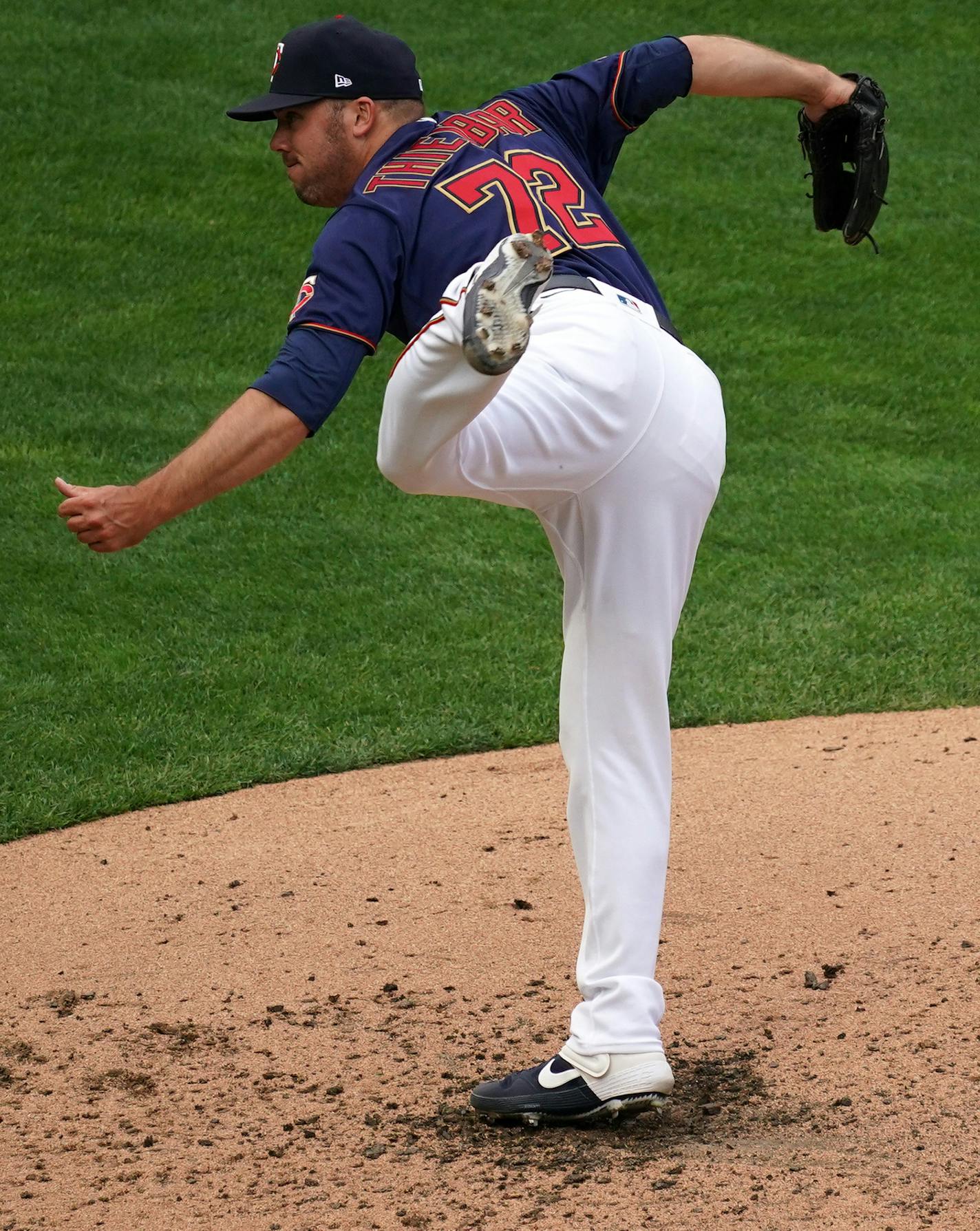 Minnesota Twins relief pitcher Caleb Thielbar (72) delivered a pitch in the third inning. ] ANTHONY SOUFFLE • anthony.souffle@startribune.com The Minnesota Twins played the Detroit Tigers in the second game of a doubleheader Friday, Sept. 4, 2020 at Target Field in Minneapolis.